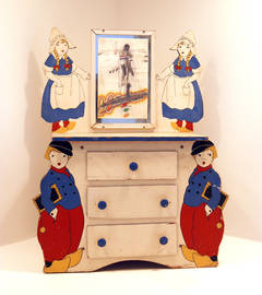 Vintage Jack Johnson Assemblage with Hand-Painted Dutch Figures
