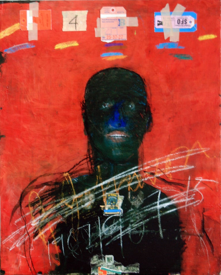 Raymond Saunders Figurative Painting - Jack Johnson (RS15-019)