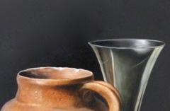 Spanish Jar with Champagne Glass, still life painting