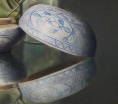 Antique Glass and Pottery, still life painting