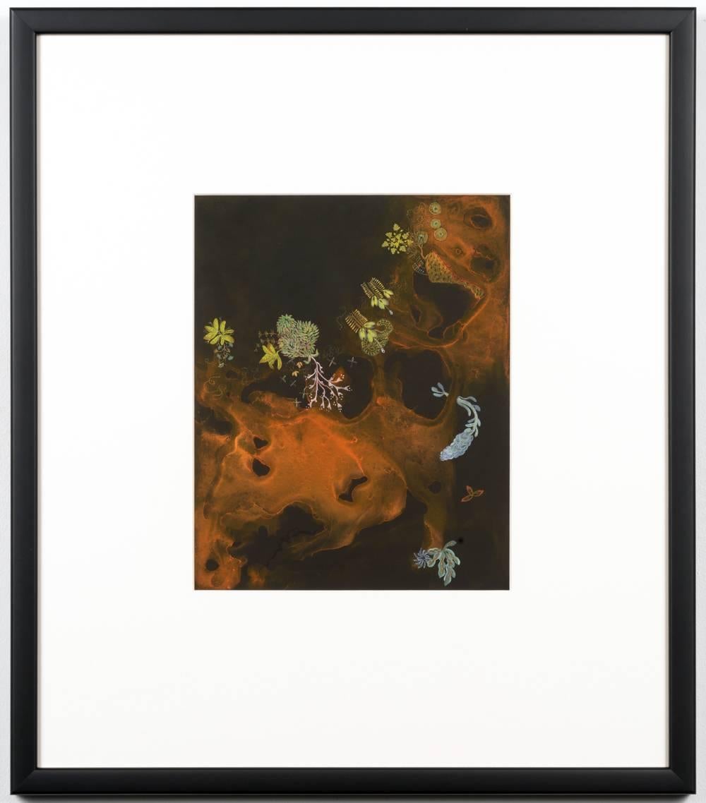 Flowers from Mars 2, gouache painting  – Art von Laurel Bustamante