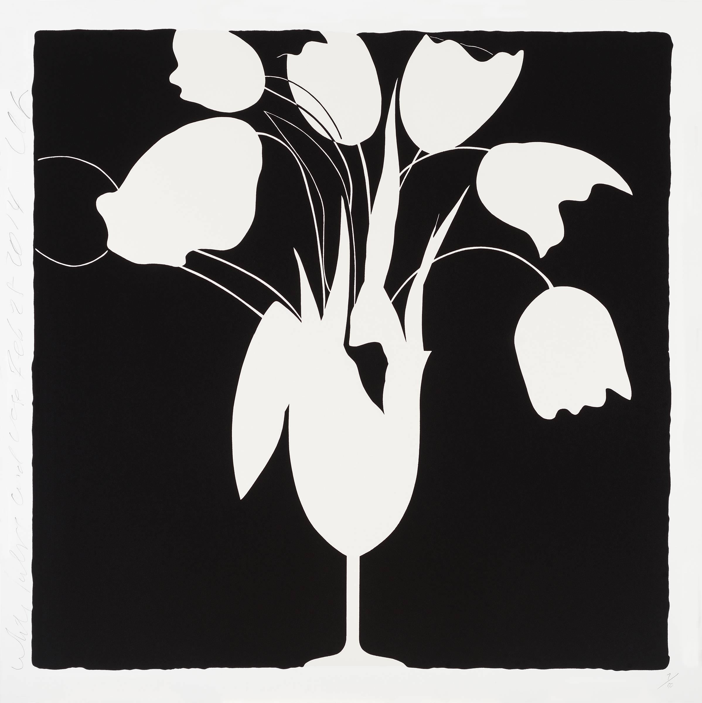Black Tulips and Vase, White Tulips and Vase  - Print by Donald Sultan