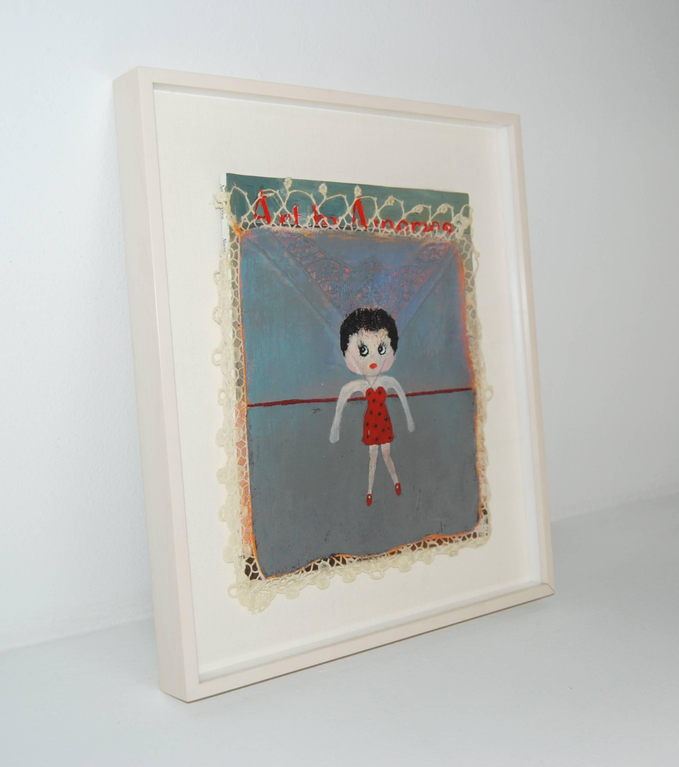 Betty Boop on Art in America, acrylic and mixed media on magazine - Painting by Cindy Kane