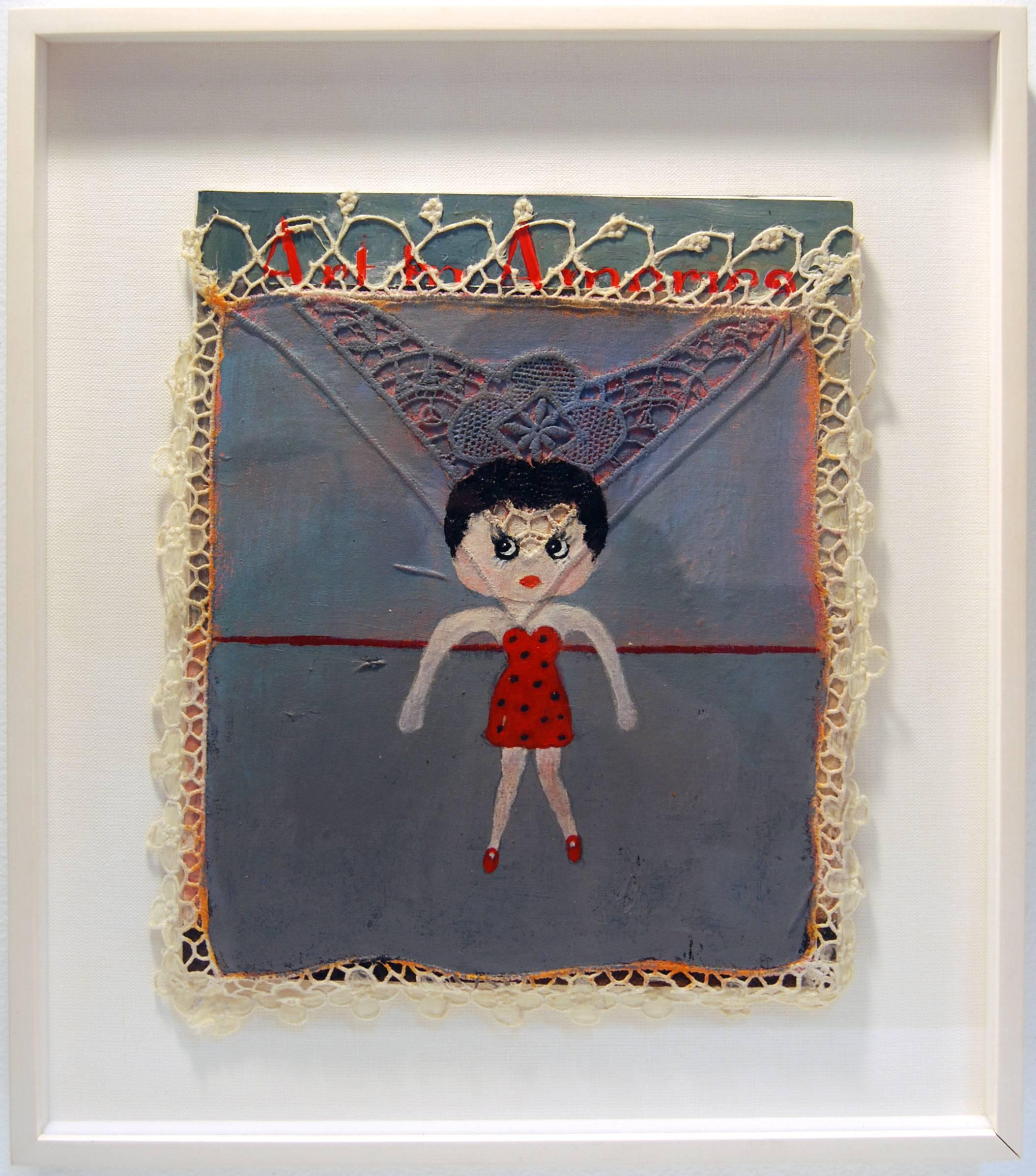 Cindy Kane Figurative Painting - Betty Boop on Art in America, acrylic and mixed media on magazine