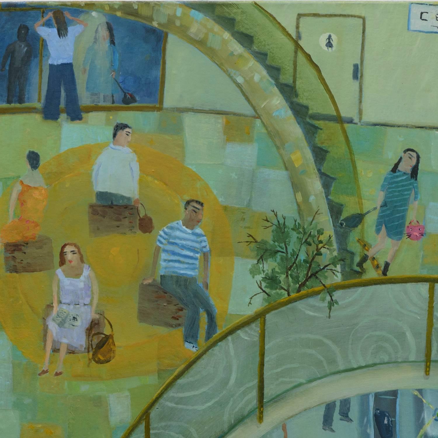 Airport, oil painting on canvas   - Contemporary Painting by Ann Chamberlin