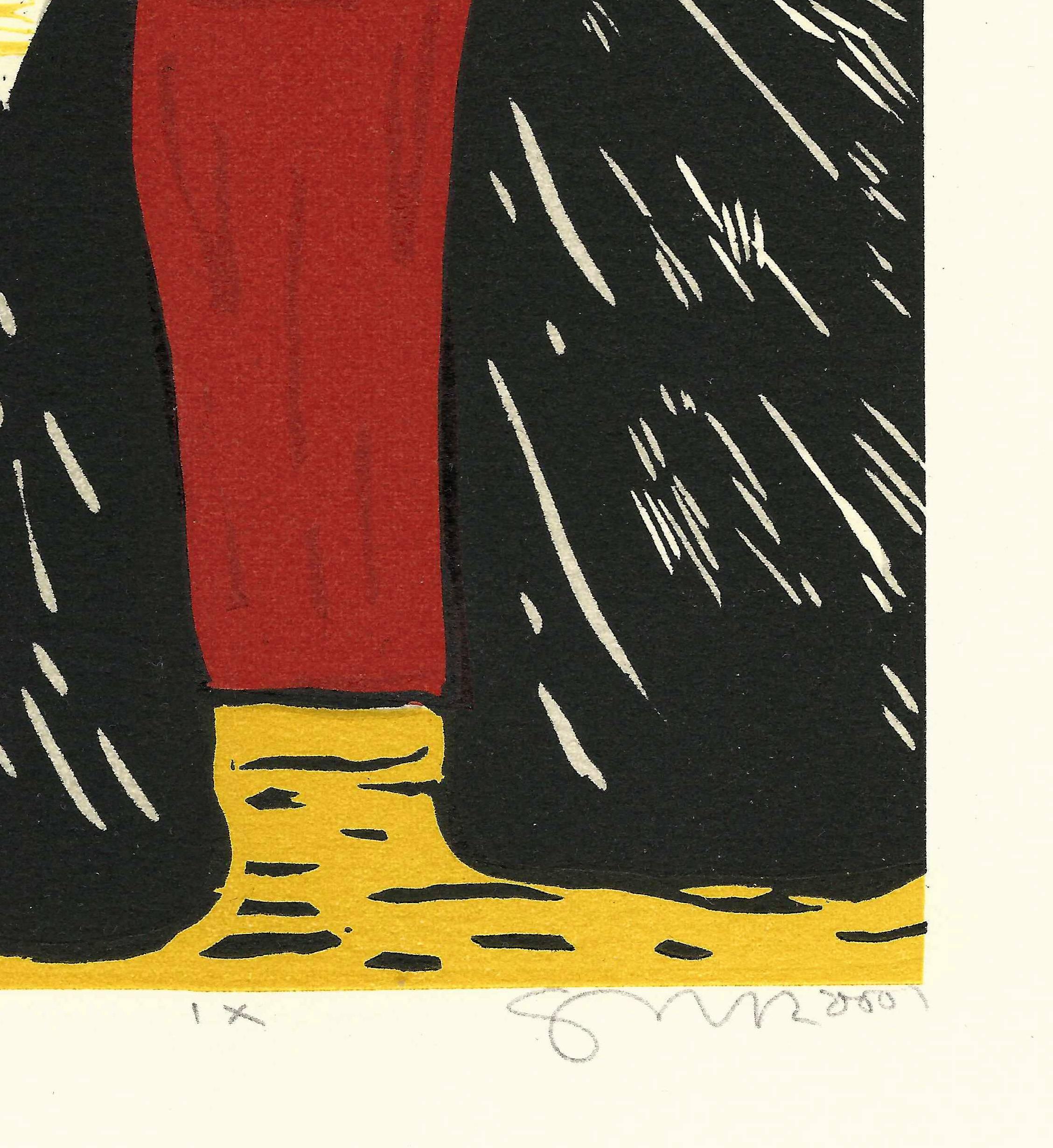 Tormenta (Storm), Movement IX, multi-colored linocut - Contemporary Print by Gronk Nicandro