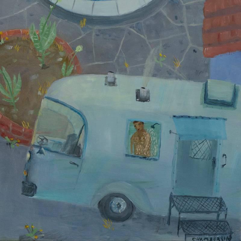 RV Park by the Sea - Painting by Ann Chamberlin