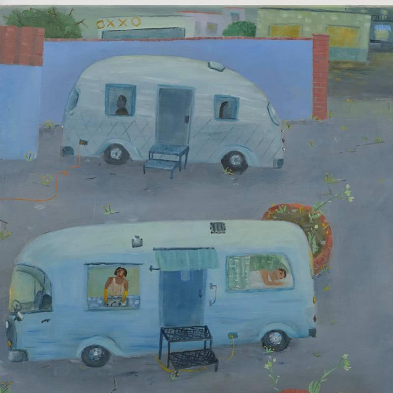 RV Park by the Sea - Outsider Art Painting by Ann Chamberlin