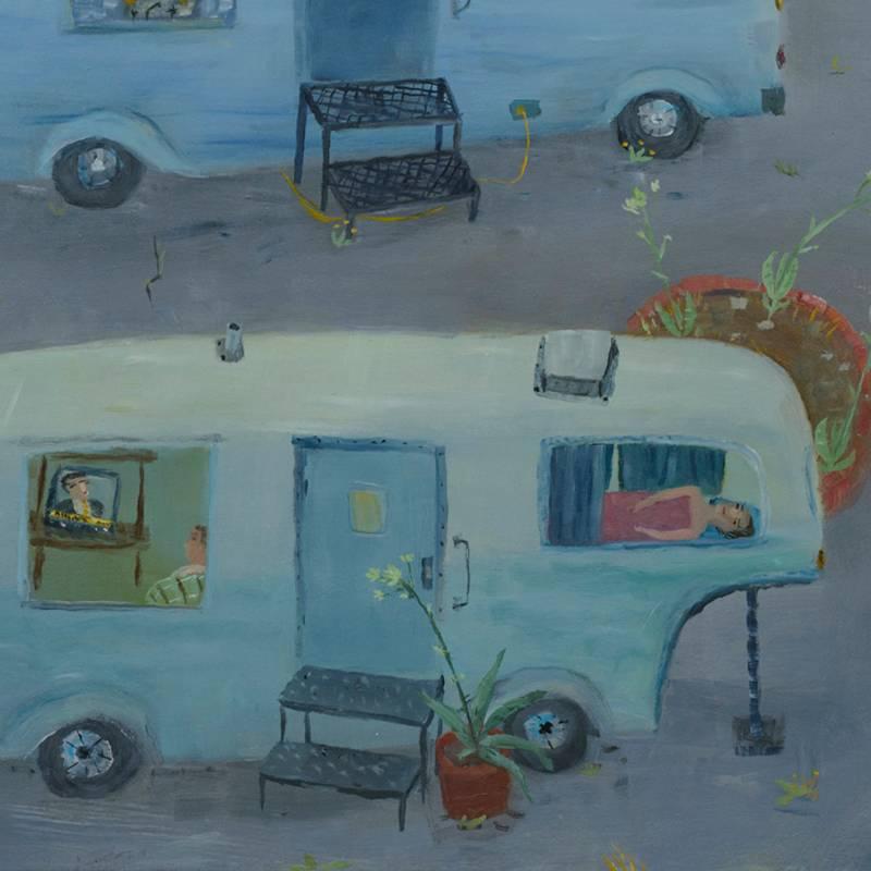 RV Park by the Sea, 2015
oil on canvas
26 x 35"

Ann Chamberlin's work explores history, identity and the intersection of personal and communal memory. 
She is an American artist that lives and works in Mexico. Her magical and colorful