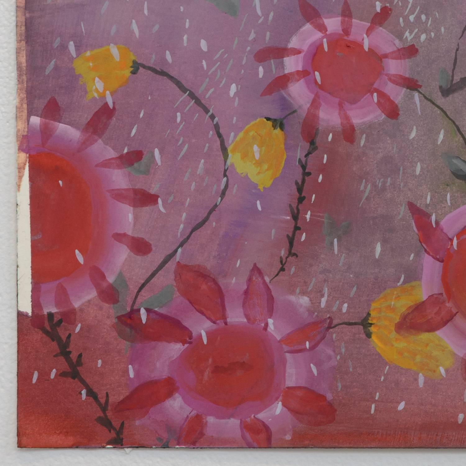 Happy Sunflowers Go Boo Hoo Hoo - Outsider Art Painting by Ann Chamberlin