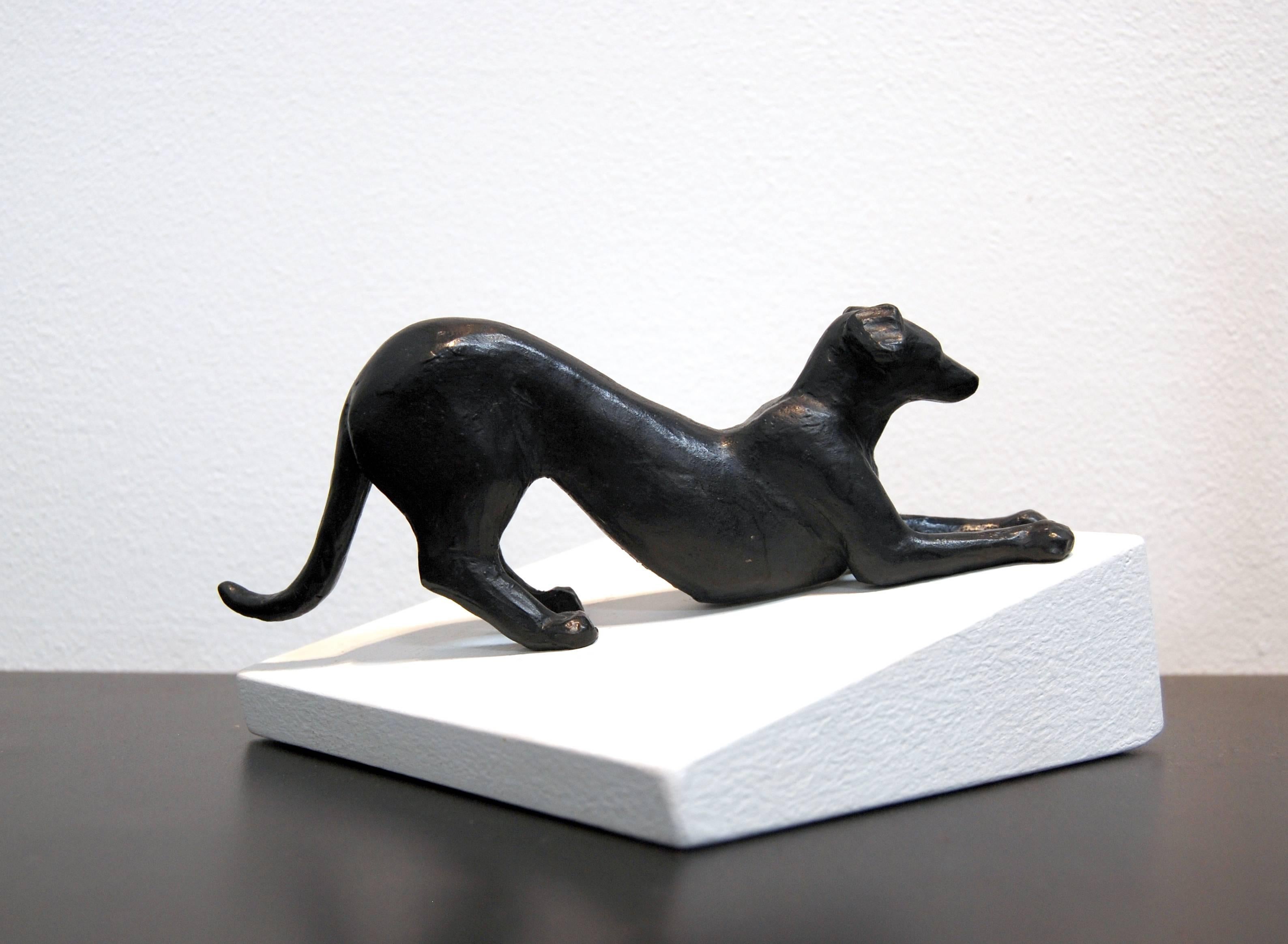 Gwynn Murrill Figurative Sculpture - Stretching Dog Maquette 