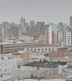 Jackson Street at Manhattan Avenue, oil painting