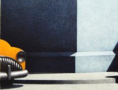 Short Symphony, hand colored lithograph of vintage cars