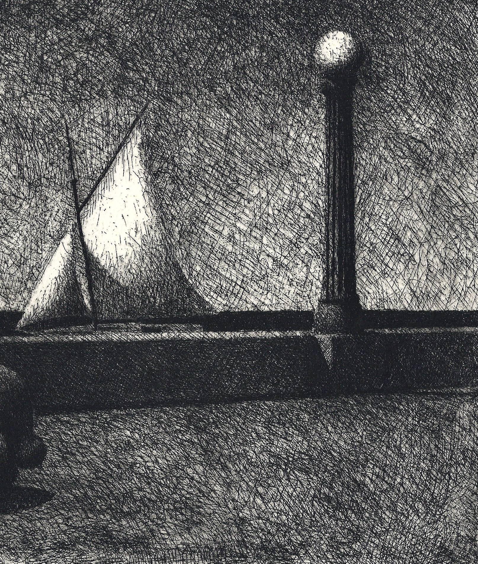 Difficult Crossing, limited edition etching  - American Modern Print by Michael Chapman