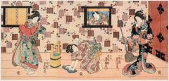 Scene from "Nise murasaki inaka Genji" (triptych), ca. 1847