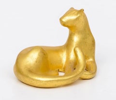 Little Gold Cat No. 6, bronze and gold leaf sculpture 