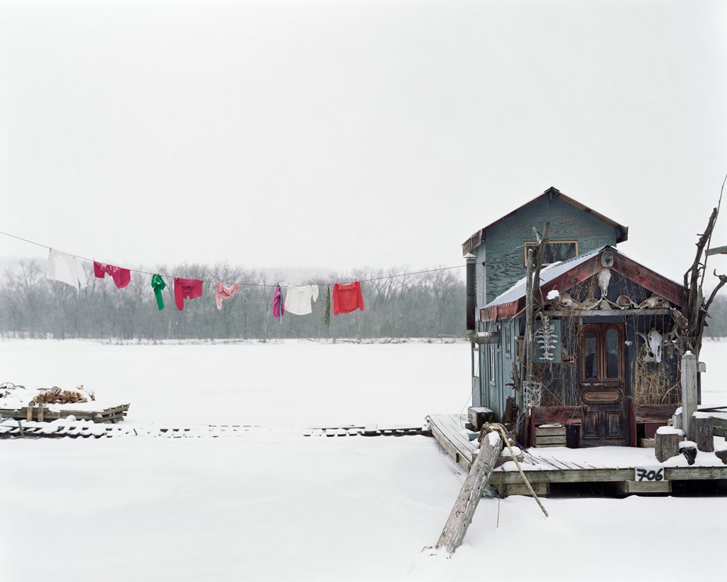 Alec Soth Landscape Photograph - Peter's Houseboat, Winona, Minnesota
