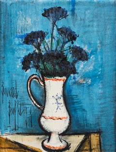 An Exceptional oil on canvas pair of Bernard Buffet’s Iconic Fleurs