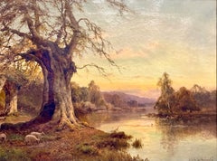 The Ancient Beeche, Sunset Shadows and River, Paysage anglais, 19e siècle