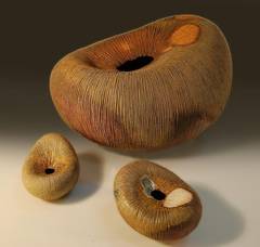 Ceramic Sculptures "Urchins", wood-fired by Momoko Takeshita Keane