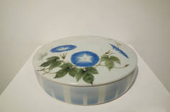 Porcelain Container with Asagao (Morning glory) Design by Eno Masatake