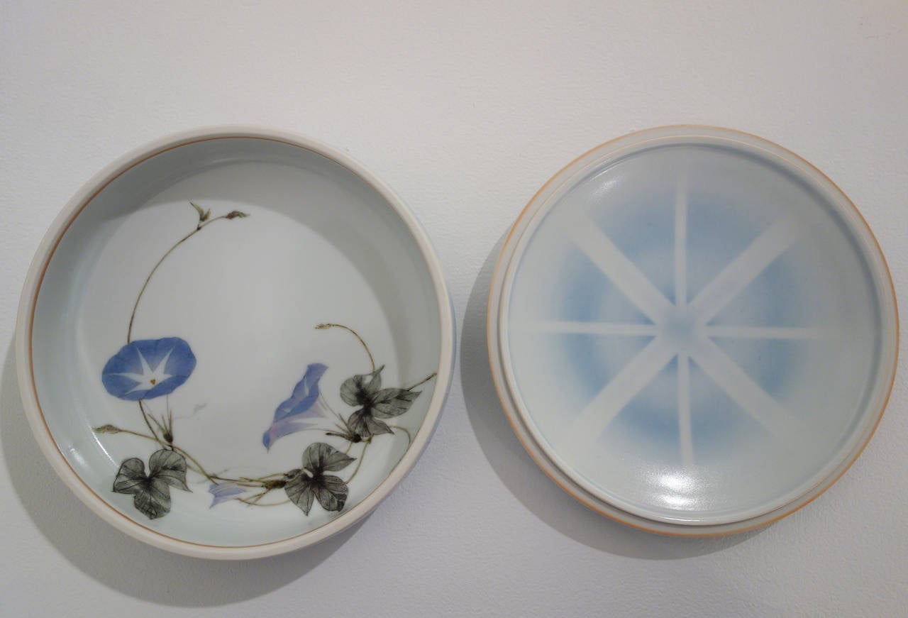 Porcelain Container with Asagao (Morning glory) Design by Eno Masatake 4