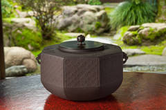 Octagonal Tea Kettle with Pine, Bamboo and Plum Patterns by HATA Shunsai III