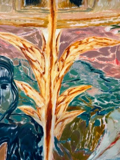 Der Schrein aus Gold: Surrealistisches Ölgemälde auf Leinwand, gerahmt