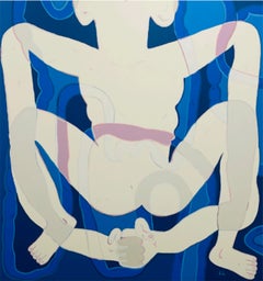 Night Swimmers, Acrylic, ink and graphite on fabric, 150 x 140cm, Abstract, 2022