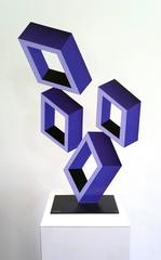 "4 Violet Boxes", illusion sculpture, painted metal 2016