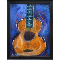"Guitar in Orange" acrylic on canvas, 40x30" 6