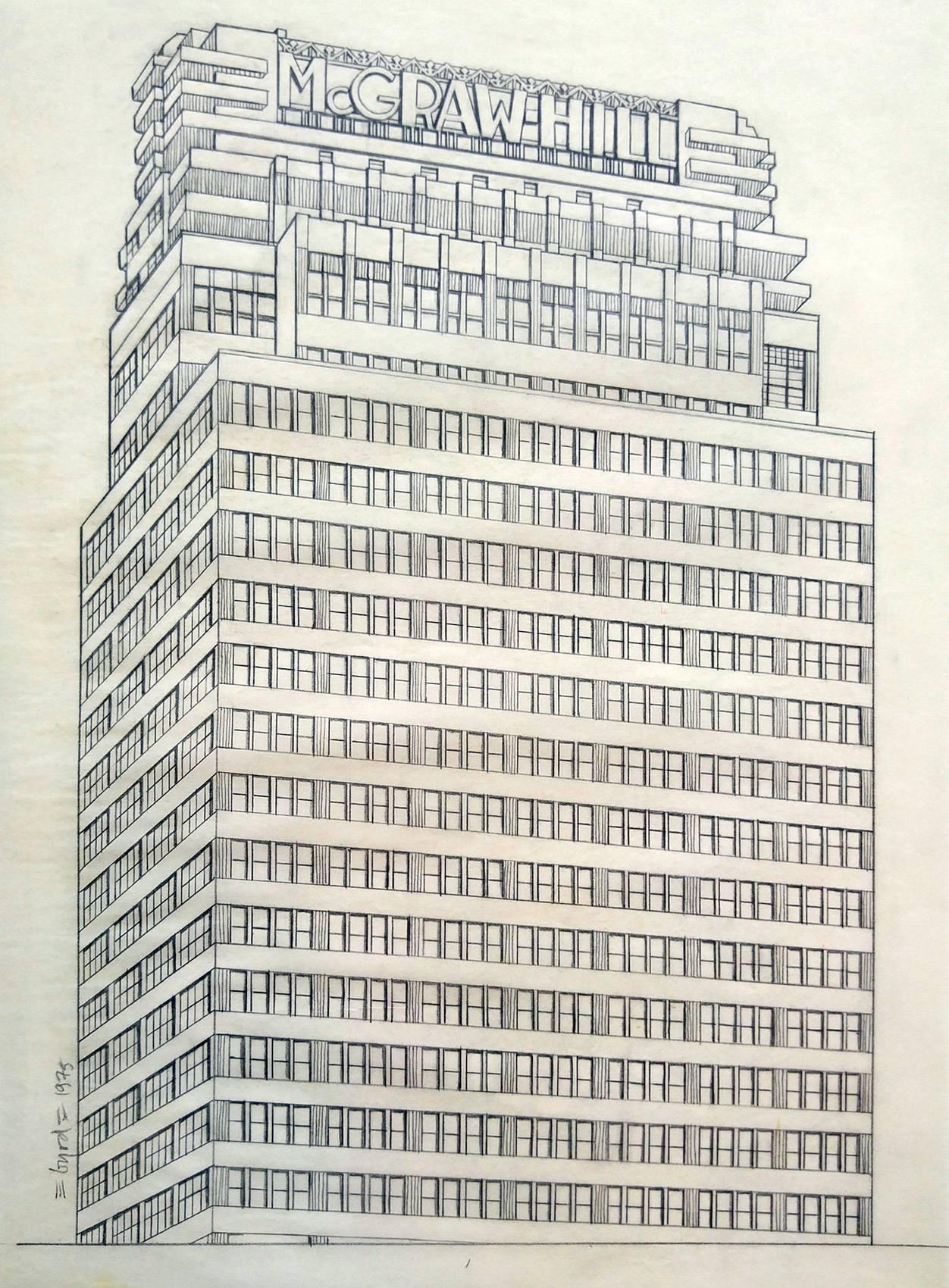McGraw-Hill Building West 42 Street, Pencil on Vellum, - Art by David Edward Byrd 