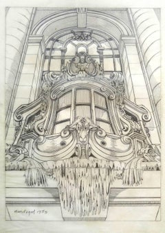 New York Yacht Club W 44Street, original 1975 Pencil on Vellum