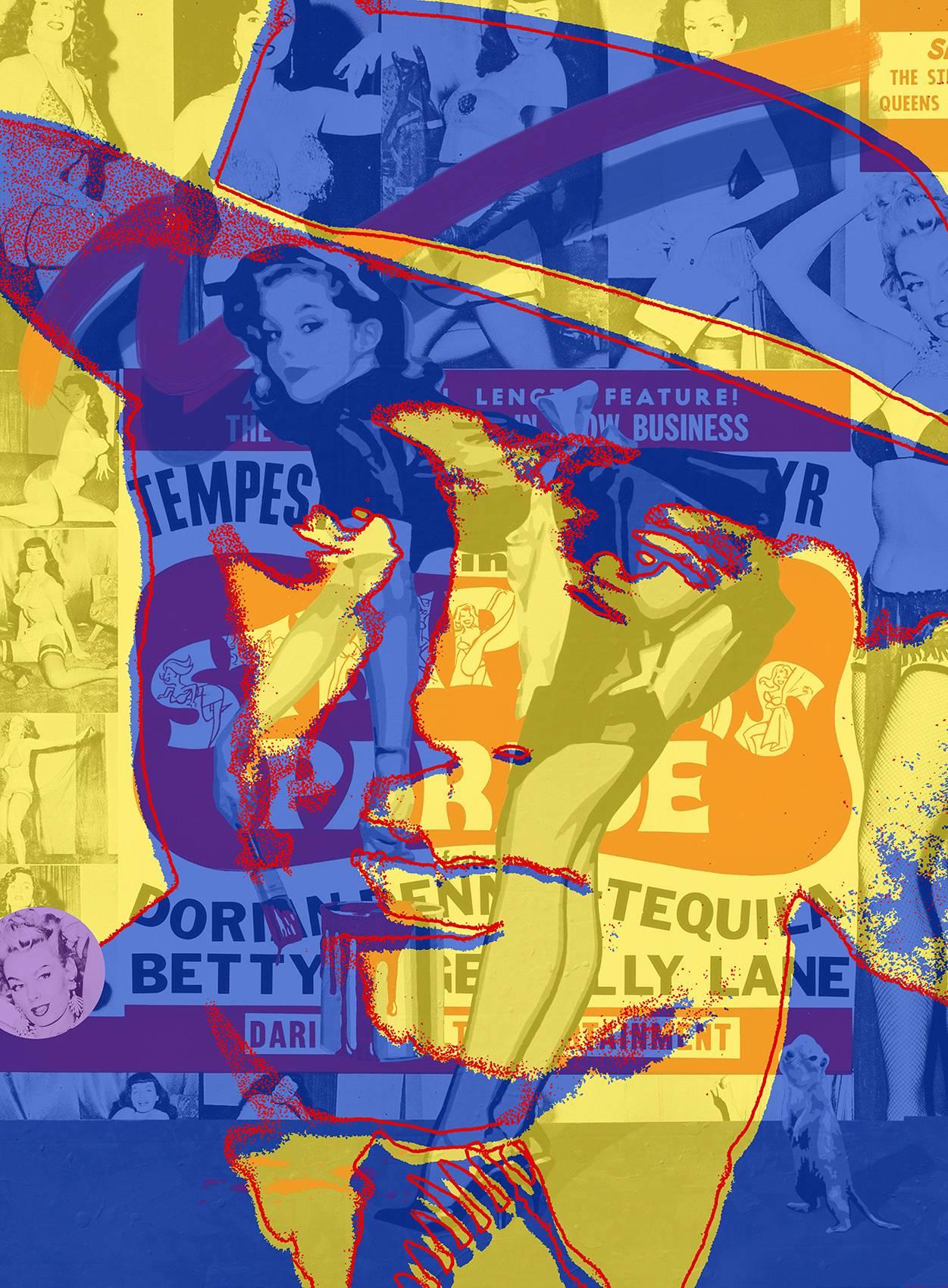 ""Big Al und die Mädchen", Collage im Format 46x36" mit Archivtinte – Mixed Media Art von Ceravolo