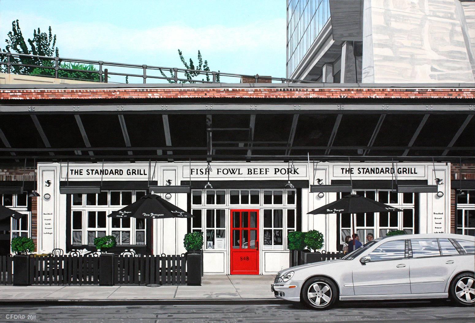 Landscape Painting Charles Ford - The Standard Grill at The High Line, Acrylique sur Masonite, New York City