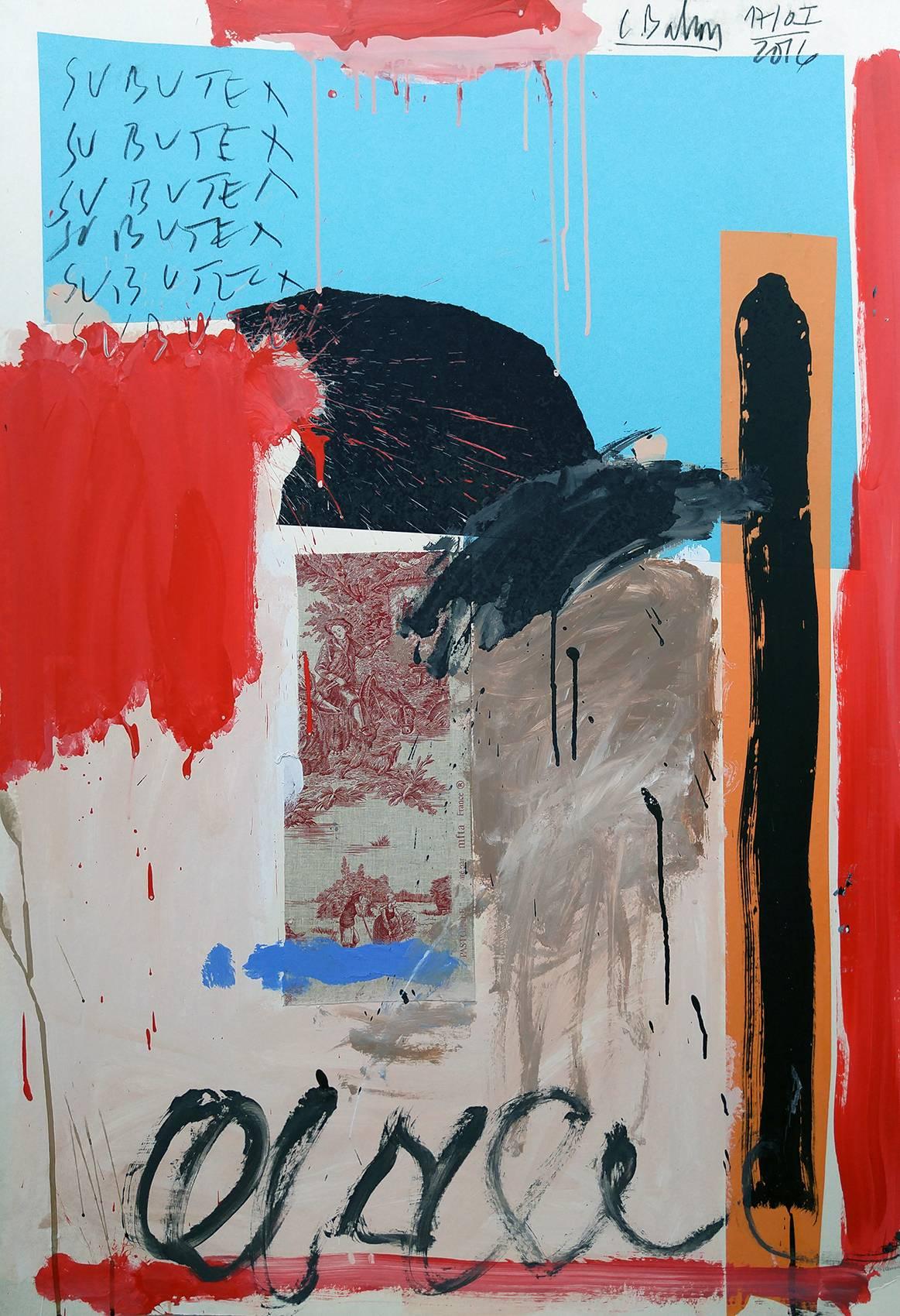 Christophe Abstract Painting – Abstrakt mit blauem Himmel