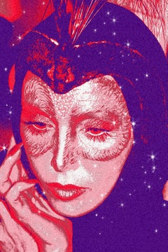 « The Night Bird Alison Steele » 46x30 rouge et bleu avec poussière en diamant,