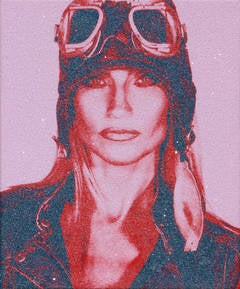 The Aviatrix with Diamond Dust Red/Pink on canvas 18x15"