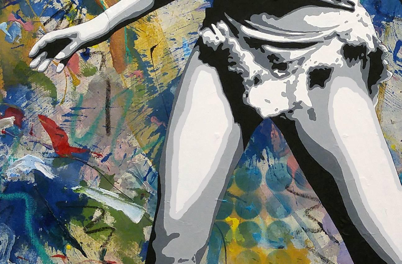 « Un million d'années de pop urbain »  Huile et acrylique sur toile d'origine, 62 x 48 pouces - Painting de Ceravolo