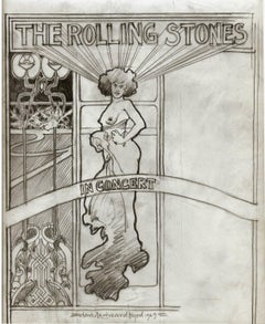 Rolling Stones 1969 World Tour,  original Rock and Roll drawing