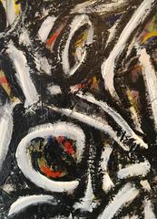 Untitled in Black and White with Red and Yellow, 43"x33"