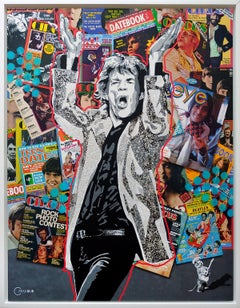"Playing With Jagger" mixed media with Diamond Dust and mica flakes on canvas