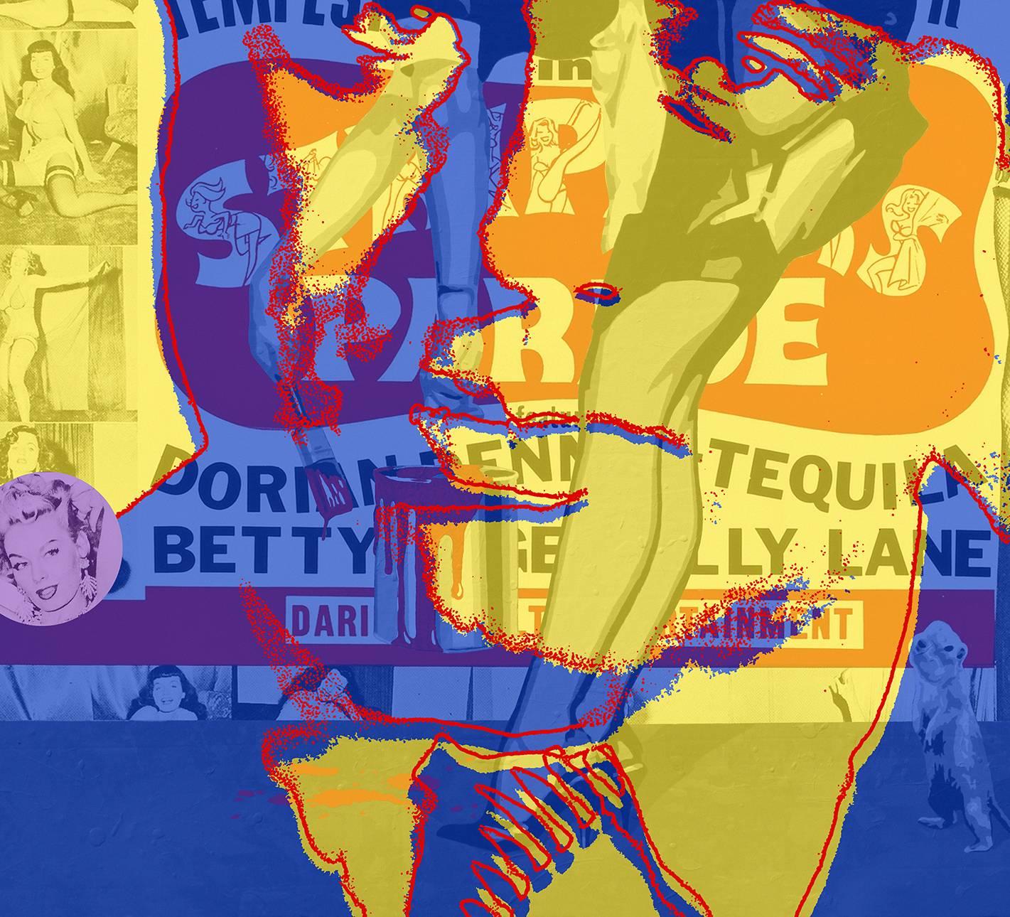 Diese einzigartige Collage mit Archivtinte ist auf 100 % Büttenpapier gedruckt und kombiniert Ceravolos stilisiertes Bild von Al Capone mit Vintage-Pinup-Mädchen. Sie trägt den Titel 
