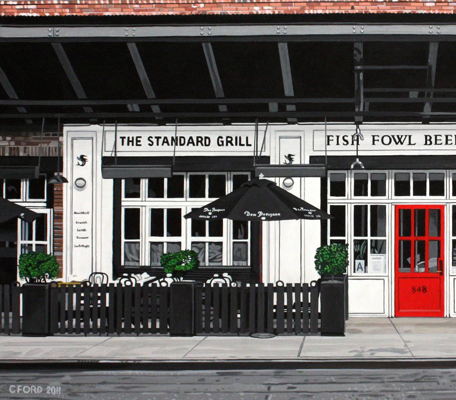 The Standard Grill at The High Line, Acrylic on Masonite, New York City - Painting by Charles Ford