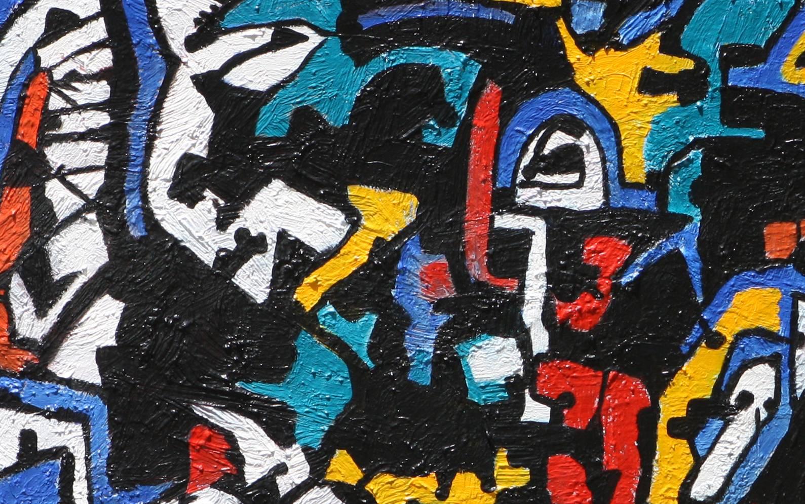 Abstract Composition with primary colors and black, 48x96