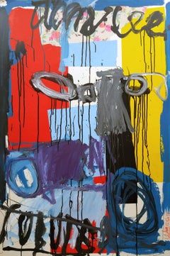 Abstract with Red, Yellow, Blue and Gray