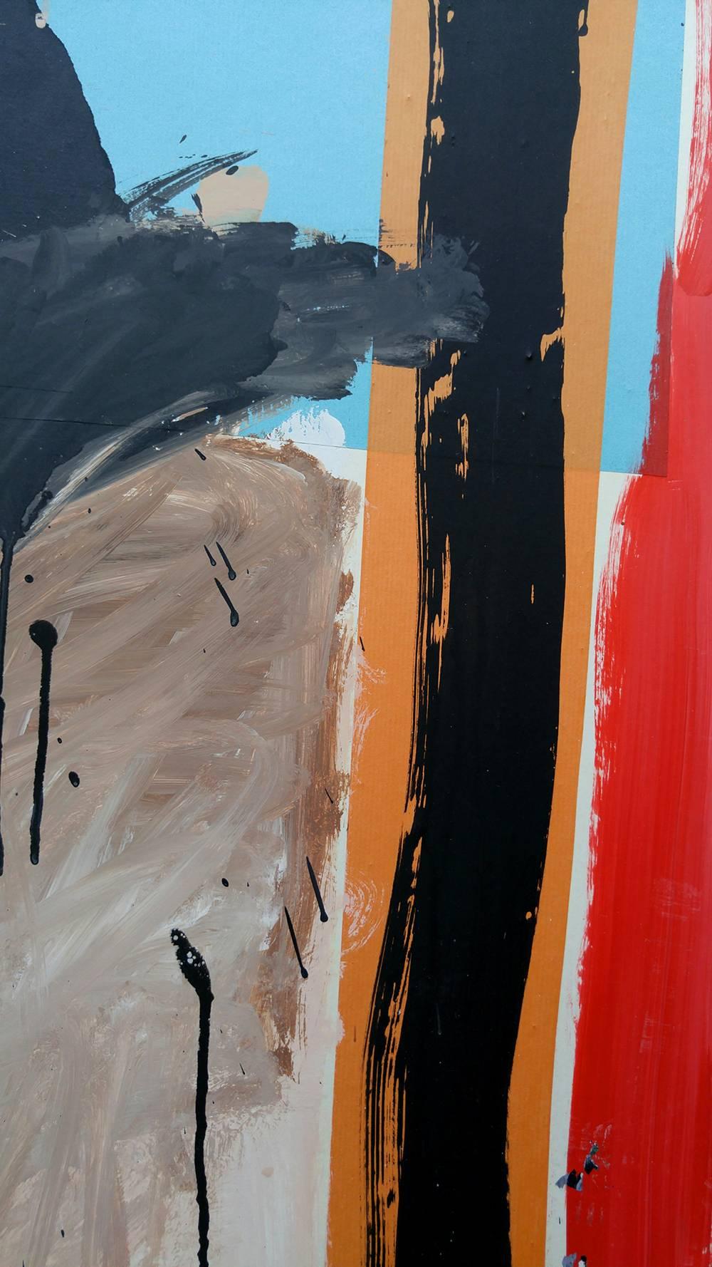 Abstrakt mit blauem Himmel (Grau), Abstract Painting, von Christophe
