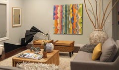 Noland Yellow and Black, 54x54    Flat illusion on canvas