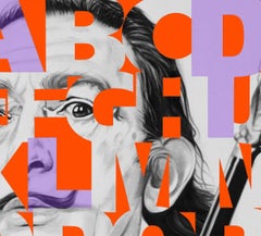 "Alphabet Dali" Lavender/Orange, 42x36" , Pop Art Framed