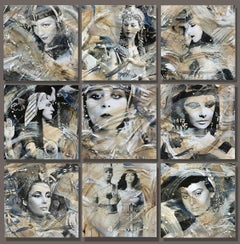 "Cleopatra 9", ........... dimensioni totali 50x50"....9 tele separate, ciascuna 16x16".